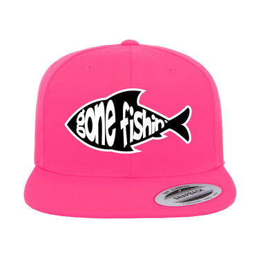 Gone Fishing Embroidered Flat Bill Cap